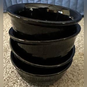 LONGABERGER EBONY BLACK SMALL DESSERT DISHES (4)